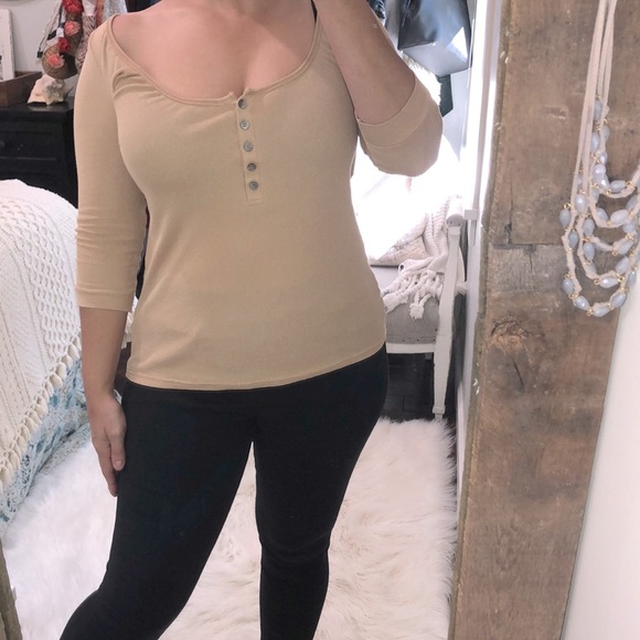 Michael Stars one size gold long sleeve top - Picture 2 of 5